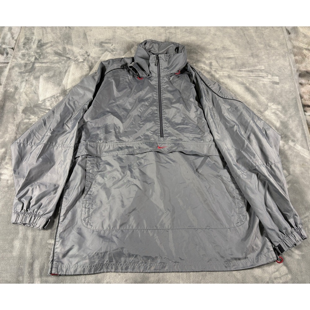 Nike Mens Half Zip Windbreaker Anorak XXL Gray Nylon Mesh Lined Pullover